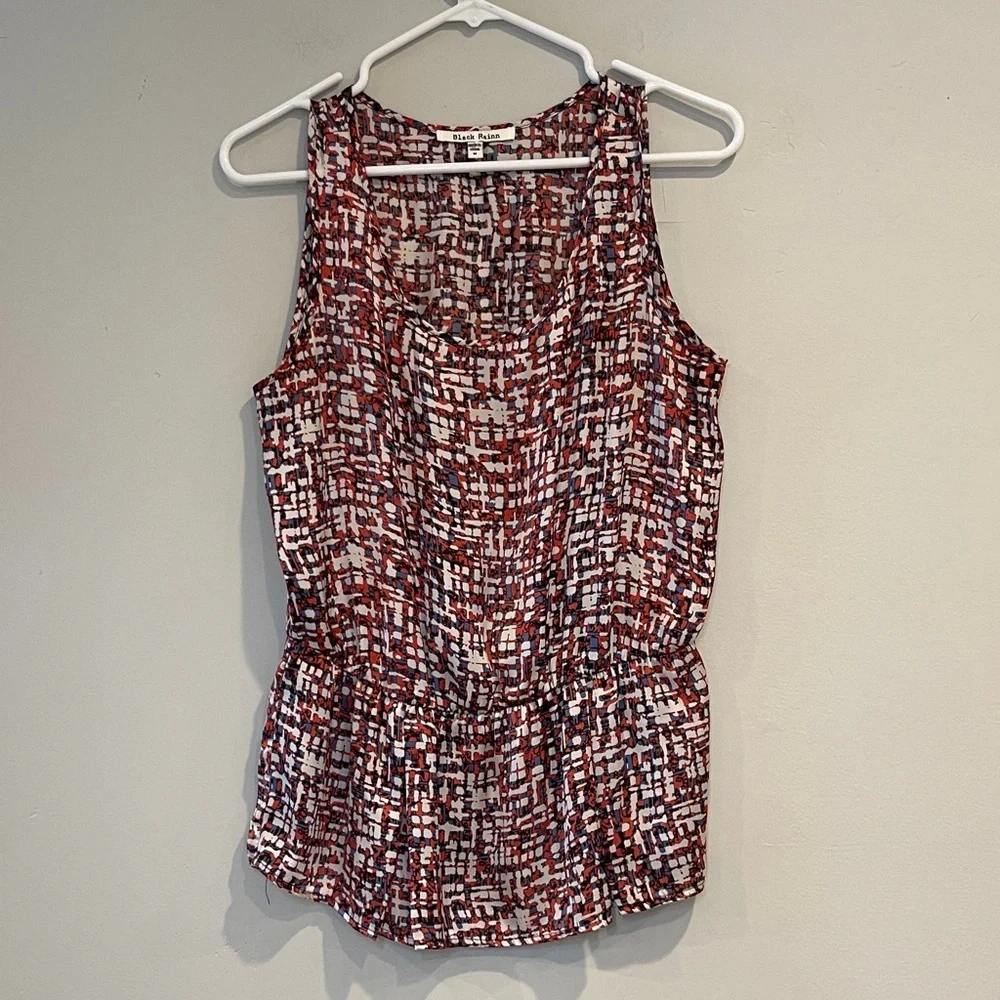 Black Rainn Red and White Patterned Tank Top
